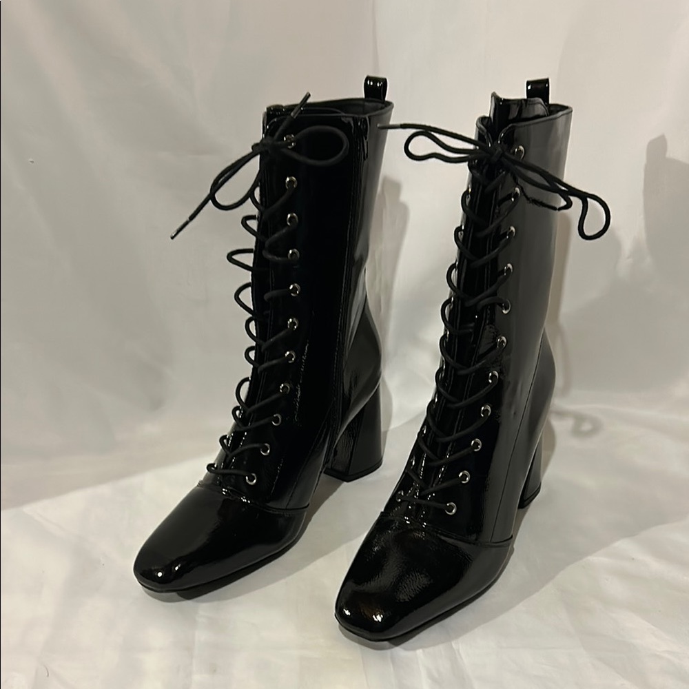 Glamorous Heeled Black Patent Boots